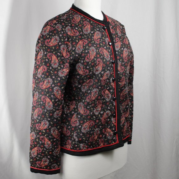 Vintage Y2K Boxy Quilted Paisley Blazer Jacket Sz M - Picture 5 of 10
